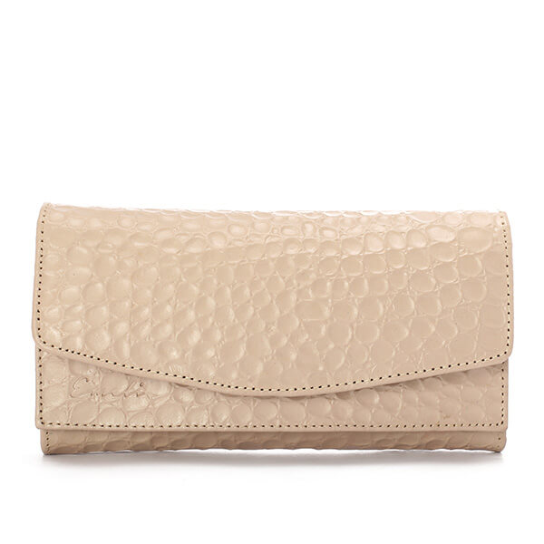 Beige Croc Leather Wallet - Emeli Leather Store