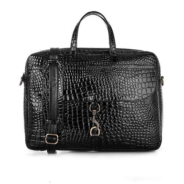 Unisex Varnish Black Laptop Bag - Emeli Leather Store