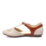 Beige * Havana Ankle Strap Flats - Emeli Leather Store