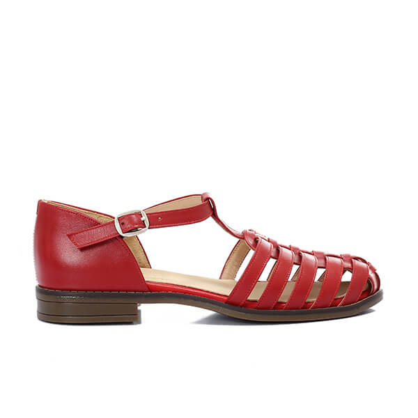 Red Strap Sandals - Emeli Leather Store