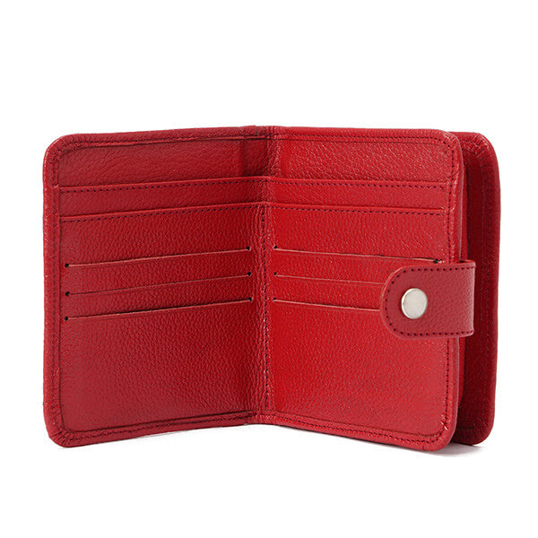 Red Matt Button Wallet