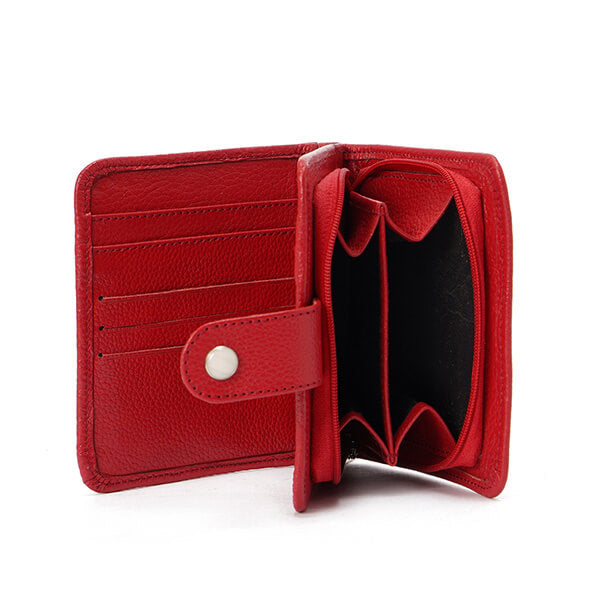 Red Matt Button Wallet