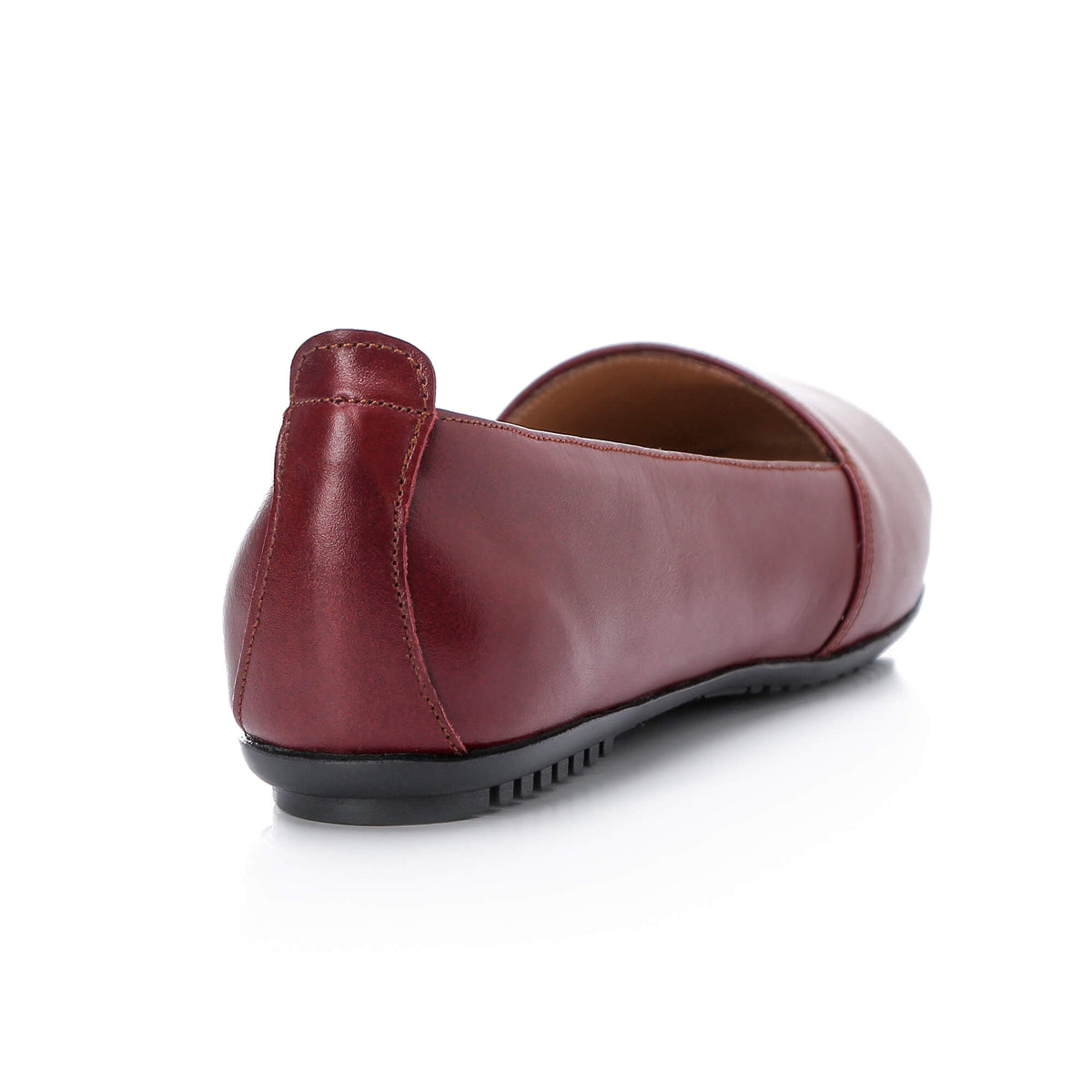 Burgundy Leather Flats - Emeli Leather Store