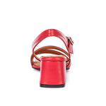 Red Wide Fit Leather Sandals - Emeli Leather Store