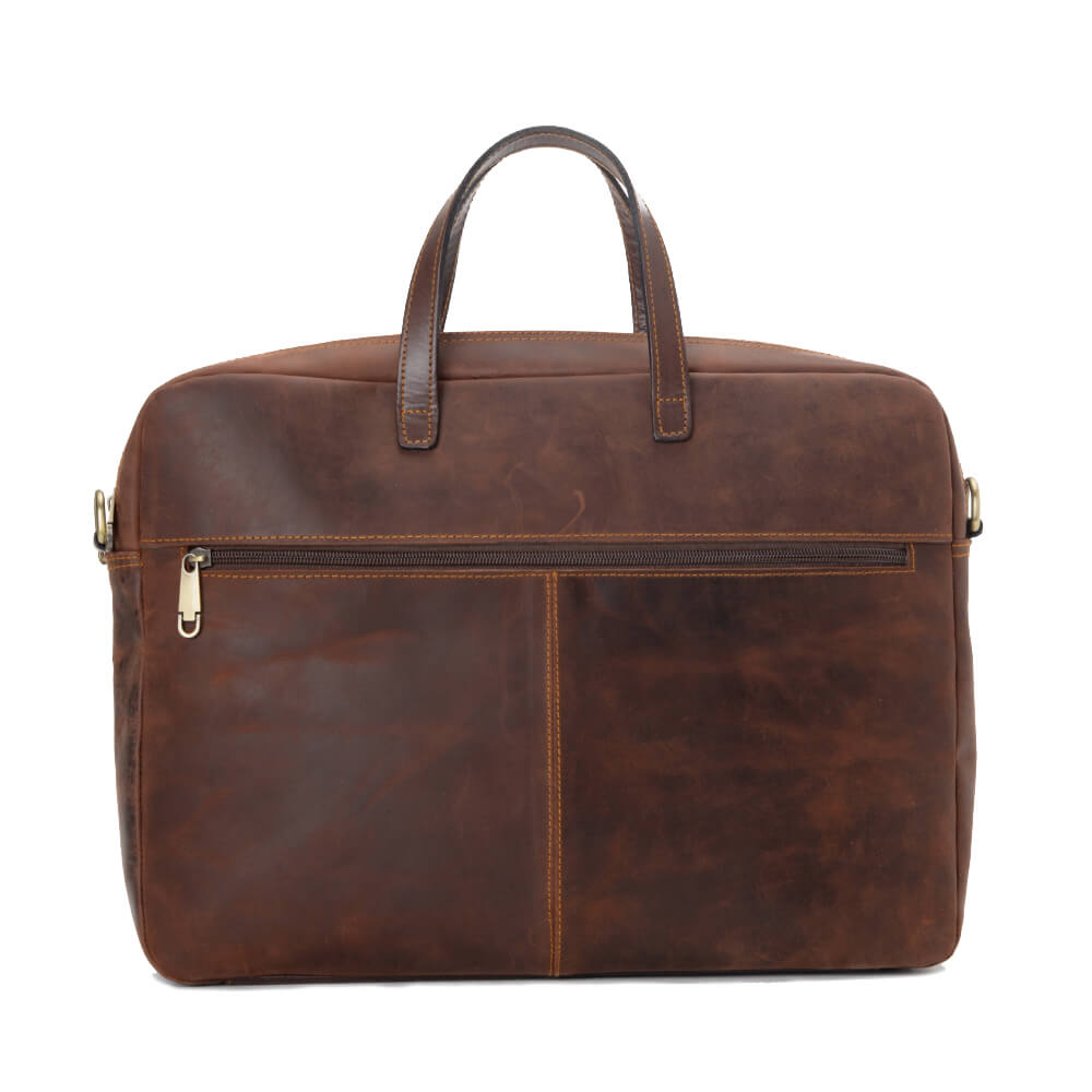 Unisex Dark Vintage Brown Laptop Bag - Emeli Leather Store