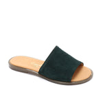 Olive Suede Slippers - Emeli Leather Store