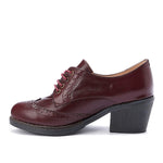 Oxfords Laced Up High Heeled Leather Shoes