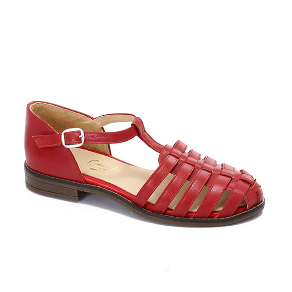 Red Strap Sandals - Emeli Leather Store