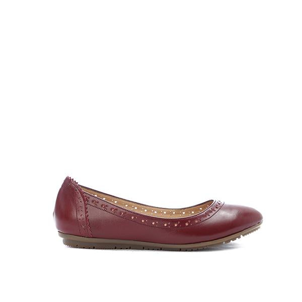 Burgundy Leather Flats - Emeli Leather Store