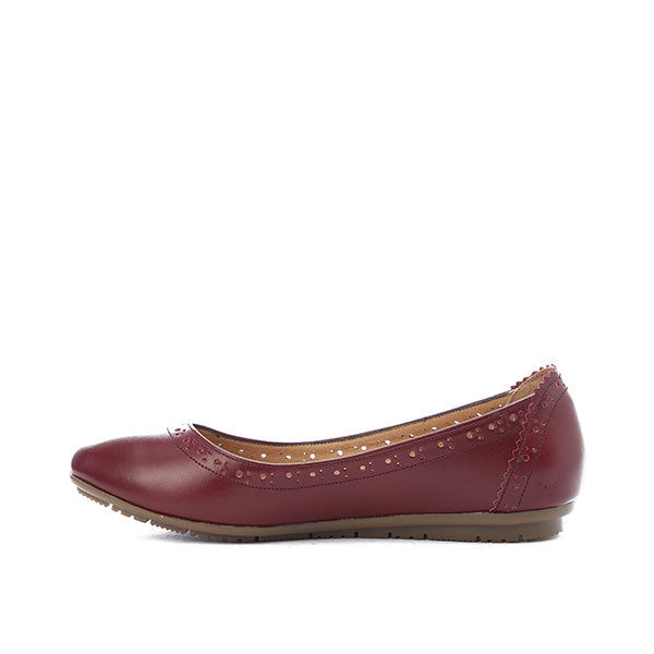 Burgundy Leather Flats - Emeli Leather Store