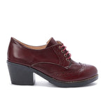 Oxfords Laced Up High Heeled Leather Shoes