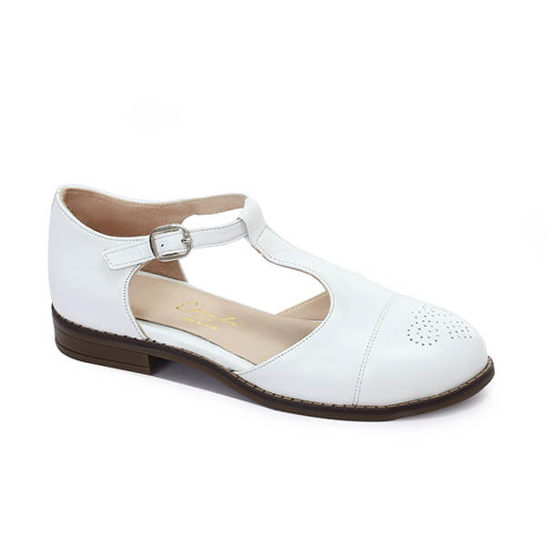 White Brogue Sandals - Emeli Leather Store