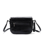 Black Print Flap Tassel Crossbody Bag