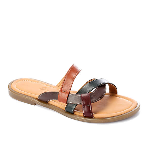 Multi-color Leather Casual Slippers - Emeli Leather Store