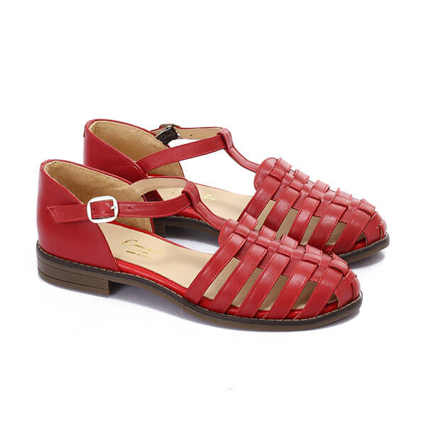 Red Strap Sandals - Emeli Leather Store