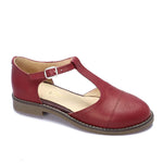 Vintage Burgundy Brogue Sandals - Emeli Leather Store