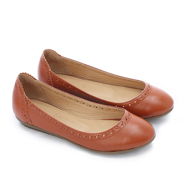 Havana Leather Flats - Emeli Leather Store