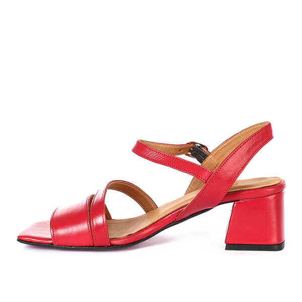 Red Wide Fit Leather Sandals - Emeli Leather Store