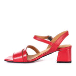 Red Wide Fit Leather Sandals - Emeli Leather Store