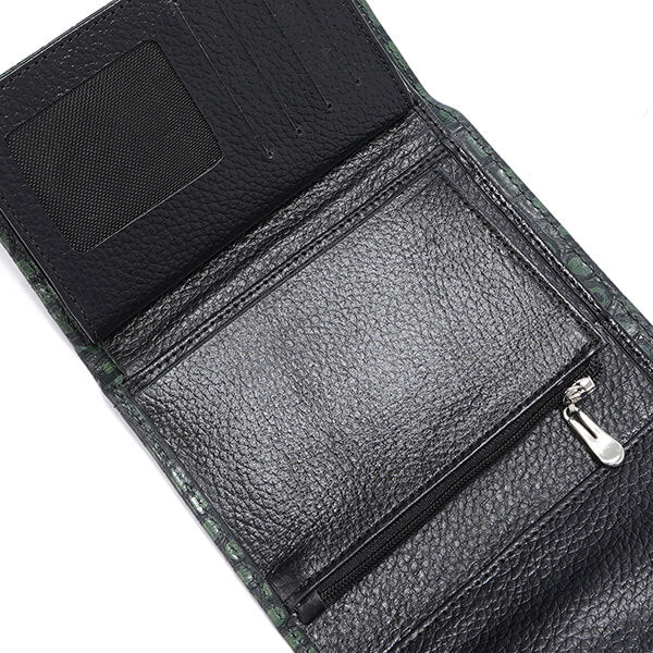 Metal Button Closure Leather Wallet