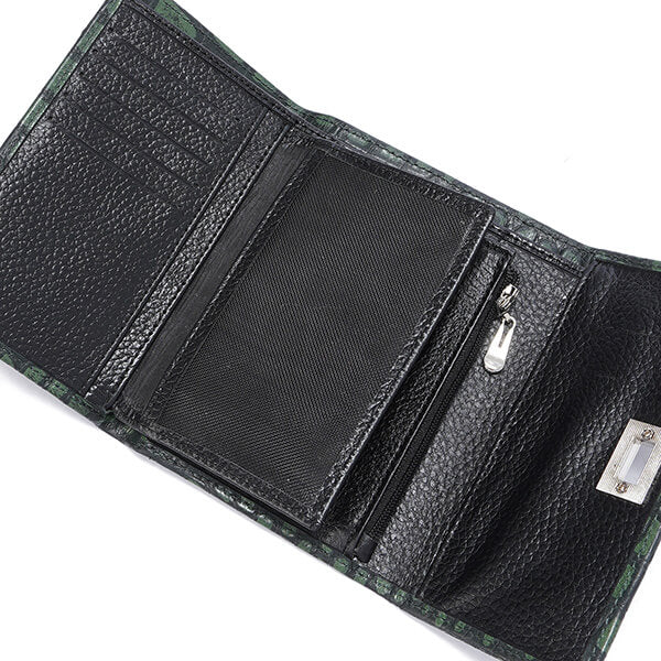 Metal Button Closure Leather Wallet