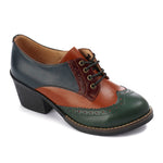 Oxfords Laced Up High Heeled Leather Shoes