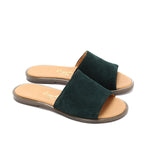 Olive Suede Slippers - Emeli Leather Store