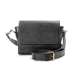 Black Matt Flap Crossbody Bag - Emeli Leather Store