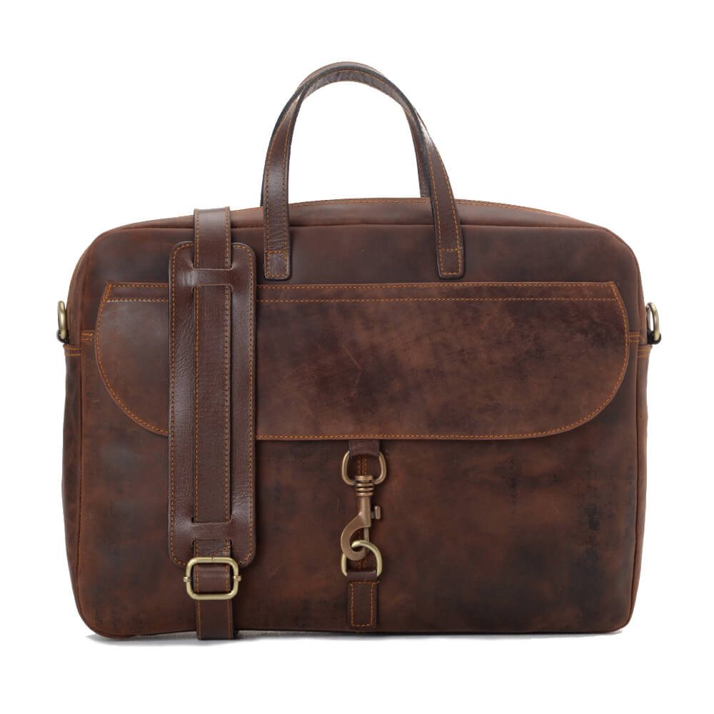 Unisex Dark Vintage Brown Laptop Bag - Emeli Leather Store