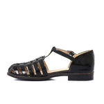 Black Varnish Strap Sandals - Emeli Leather Store