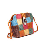 Patchwork Vintage Croc Crossbody Bag With Buckle - Emeli Leather Store