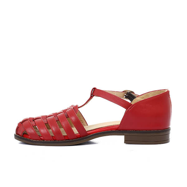 Red Strap Sandals - Emeli Leather Store