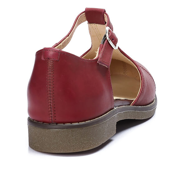 Vintage Burgundy Brogue Sandals - Emeli Leather Store