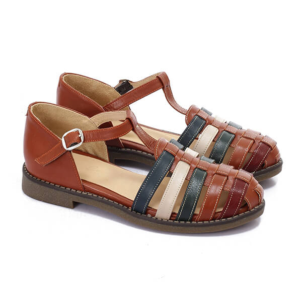 Multi-color Strap Sandals - Emeli Leather Store