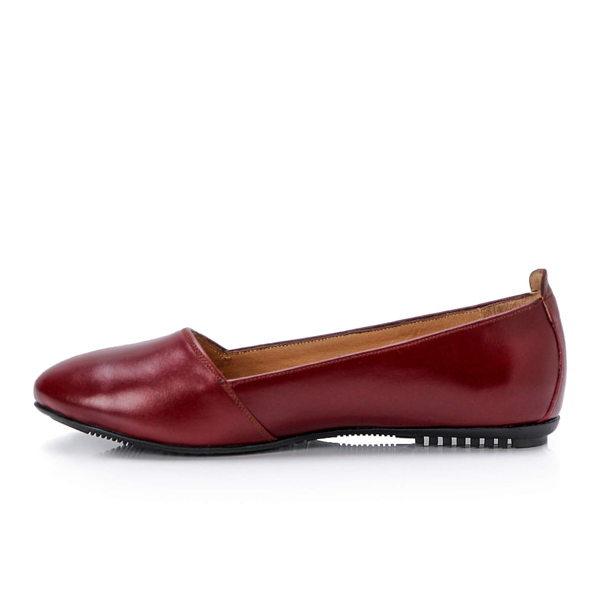 Burgundy Leather Flats - Emeli Leather Store