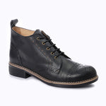 Black Brogue Ankle Boots - Emeli Leather Store