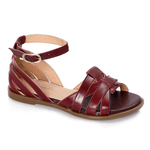 Multi-strap Burgundy Leather Sandals - Emeli Leather Store