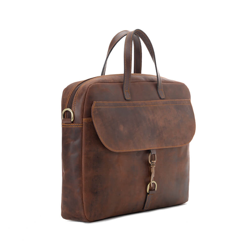 Unisex Dark Vintage Brown Laptop Bag - Emeli Leather Store