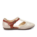 Beige * Havana Ankle Strap Flats - Emeli Leather Store