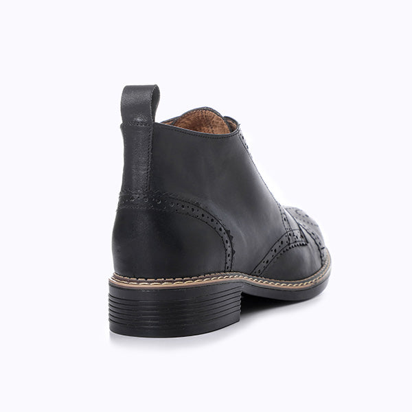 Black Brogue Ankle Boots - Emeli Leather Store