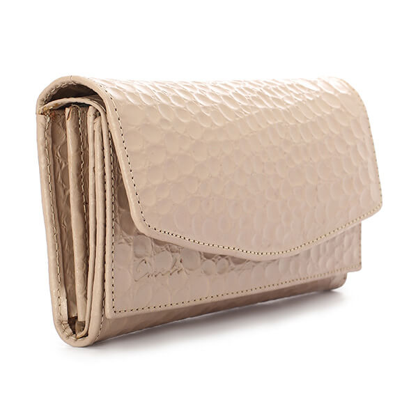 Beige Croc Leather Wallet - Emeli Leather Store