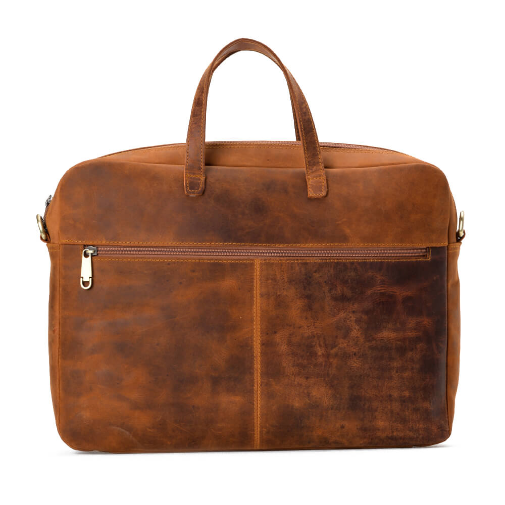 Unisex Vintage Havana Laptop Bag - Emeli Leather Store