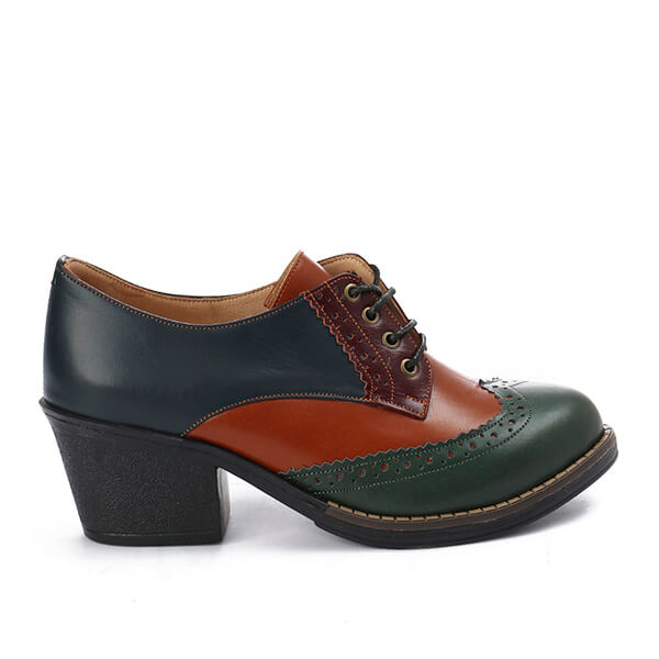 Oxfords Laced Up High Heeled Leather Shoes