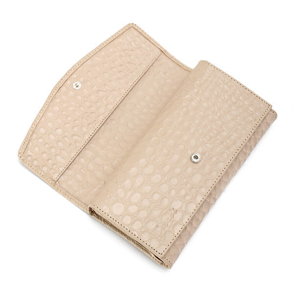 Beige Croc Leather Wallet - Emeli Leather Store