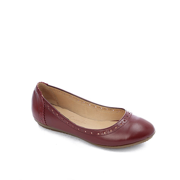 Burgundy Leather Flats - Emeli Leather Store