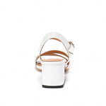 White Wide Fit Leather Sandals - Emeli Leather Store