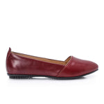 Burgundy Leather Flats - Emeli Leather Store